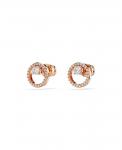 Белые серьги-гвоздики Constella с круглой огранкой Swarovski, Rose gold - фото 3