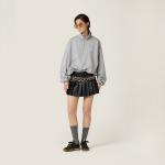 Свитшот на молнии из хлопкового флиса MIU MIU, серый - фото 4