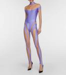 Боди из тюля со вставками MUGLER, фиолетовый - фото 2