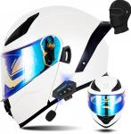 Шлем мотоциклетный CYYFULE-888 Bluetooth, белый / черный - фото