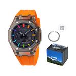 Часы Casio G-Shock Analog-Digital 2100 Series, арт. GA-2100-1A1, оранжевый/черный прозрачный/черно-радужный - фото 2