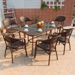 Комплект садовой мебели Green Water: 6 стульев из плетеного ротанга Shangdao, стол прямоугольный 150х80 см, (№11) - фото 3