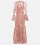 Платье из тюля с декором Costarellos, розовый - фото