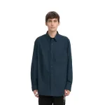 Рубашка унисекс темно-синяя Uniqlo, темно-синий - фото 5