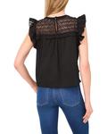 Топ CeCe Lace Inset Ruffle Detail Top, цвет Rich Black - фото 2