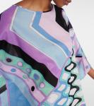 Вивара хлопковый кафтан Pucci, Celeste/Bianco - фото 4