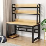 Компьютерный стол Xinmeikai с полками, 100x60x170 см, черная рама + светлый орех - фото 10