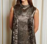 Лаунди мини-платье с металликом в бронзе GHOSPELL, бронзовый - фото 5