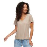 Футболка Superdry Studios Slub Embroidered Vee Short Sleeve V Neck, бежевый - фото