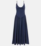 Платье миди из хлопка Dena Staud, темно-синий - фото