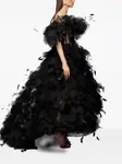 Платье-корсет макси, украшенное перьями Ana Radu, черный - фото 4