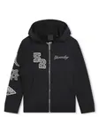Худи на молнии с вышитым логотипом Givenchy Kids, черный - фото