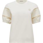 Футболка с буфами на рукавах Moncler, белый - фото