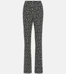 Прямые брюки из джерси с принтом Miu Miu, Nero+Bianco  - фото