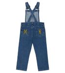 Джинсовые комбинезоны с вышитым логотипом Mini Rodini, синий - фото 4