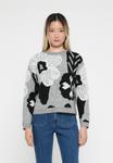 Джемпер ONLY ONLJADE FLOWER O NECK , Light Grey Melange/White/Black /Mottled Light Grey - фото