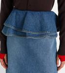 Джинсовая юбка миди с баской Plan C, Indigo - фото 4