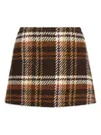 Шерстяная юбка мини PATOU, коричневый - фото