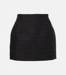 Мини-юбка из шерсти в клетку Wardrobe.NYC, Black Check - фото