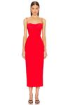 Миди-платье в образе Мартини Bardot, fire red - фото