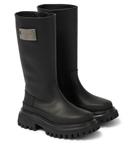 Сапоги до колена с кожаной отделкой Dolce&Gabbana Kids, черный - фото