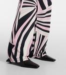 Ирисовые атласные прямые брюки Iride Pucci, Nero/Rosa - фото 5