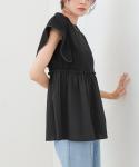 Топ с квадратными плечами и баской Bab, цвет Black - фото 2