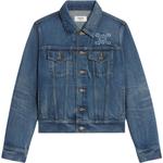 Приталенный джинсовый пиджак с воротником и пуговицами CELINE, постиранный - фото