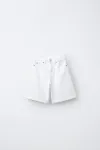 Длинные джинсовые шорты-бермуды Zara, белый - фото
