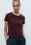 Футболка Mango Print T-shirt, Bordeaux - фото