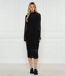 Платье женское Hugo Blue полупрозрачное с логотипами бренда, черный - фото