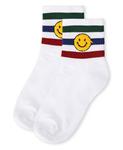 Женские носки Smiley Terry Patch Stripe Crew Socks MeMoi, White - фото 3