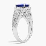 Кольцо с овальным сапфиром и бриллиантом из 14-каратного белого золота Blue Nile - фото 4