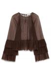 Блуза NA-KD FLOUNCE SLEEVE, Brown - фото 5
