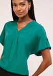 Блуза Lipsy UTILITY V-NECK SHORT ROLL SLEEVE , Teal/Green - фото 3