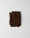 Замшевые перчатки Prada, коричневый - фото