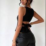 Женский топ без рукавов с круглым вырезом и кропированным пеплумом Elitespirit - фото 2