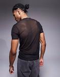 Футболка ASOS DESIGN muscle fit из черной сетки - фото 3