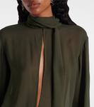 Блузка из креп-жоржета Alaïa, оливковый - фото 4