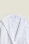 Хлопковый вафельный халат Zara, белый - фото 2