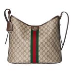 GUCCI OphidiaGG Monogram Coated Fabric Shoulder Bag Large Women's Beige & Dark Brown - фото