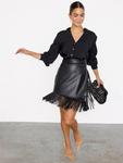 Мини-юбка Jaspre из искусственной кожи с бахромой Never Fully Dressed, Black - фото