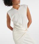 Платье из натуральной шерсти с запахом Jil Sander, бежевый - фото 4