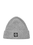Вязаная шапка в рубчик Stone Island Junior, серый - фото