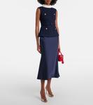 Миди-платье из букле и атласа Self-Portrait, синий - фото 2