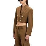 PALM ANGELS Двубортный укороченный блейзер, Reddish Umber - фото 7