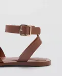 Женские кожаные сандалии с пряжкой MANGO, коричневый - фото 2