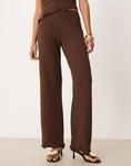 Прямые брюки ASOS DESIGN темно-коричневого цвета - фото 3
