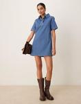 Джинсовое мини-платье-поло ASOS DESIGN в цвете полупрозрачный синий - фото