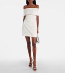 Бисерное мини-платье из сатина с открытыми плечами Rotate, Egret - фото 2